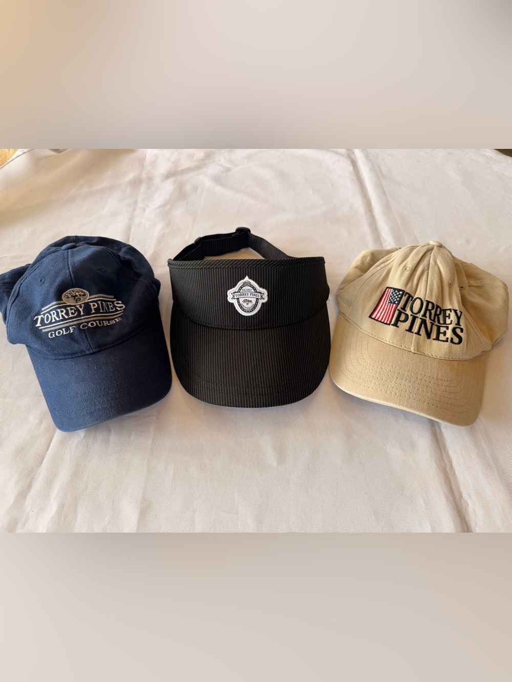 Three Torrey Pines Golf Course Caps/Hat and Visor in Brown Black Navy